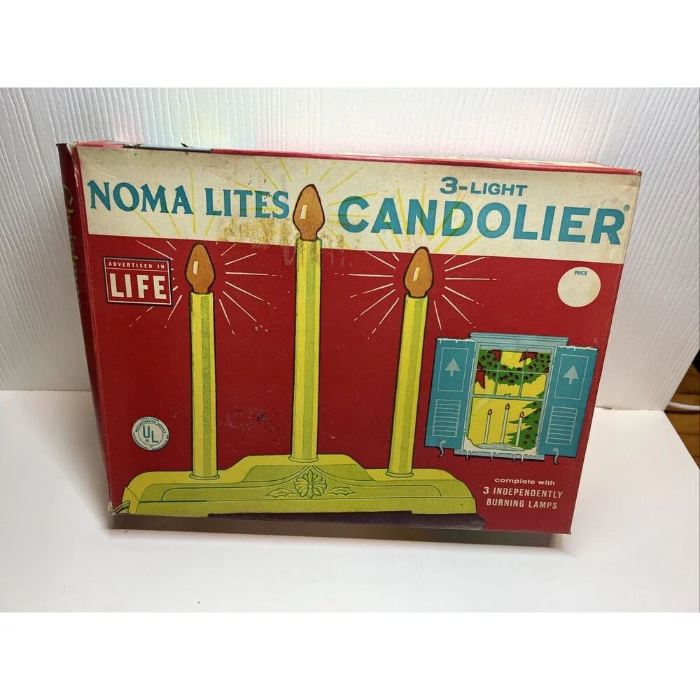 Vtg NOMA Christmas 3 Light Candolier CandleSticks Candelabra